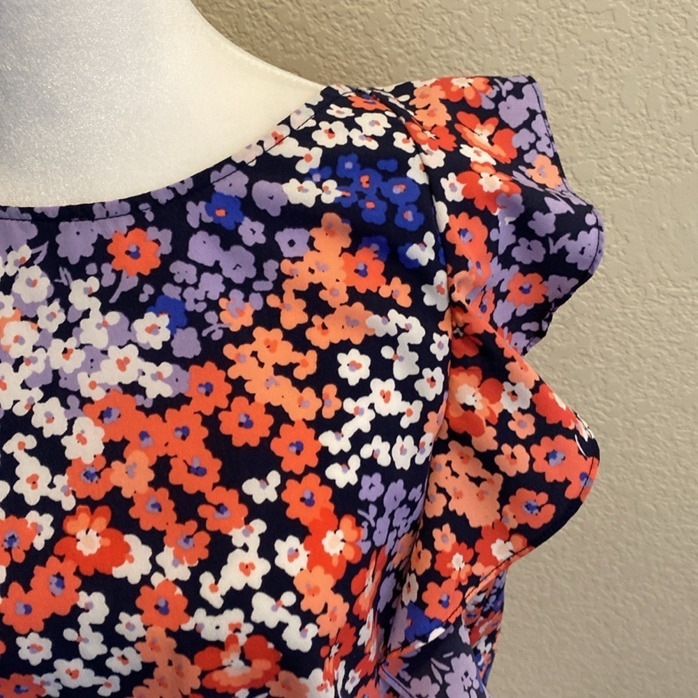 Juicy Couture Colorful Floral Ruffled Flutter Sleeve Blouse. Sz L. - Picture 4 of 16